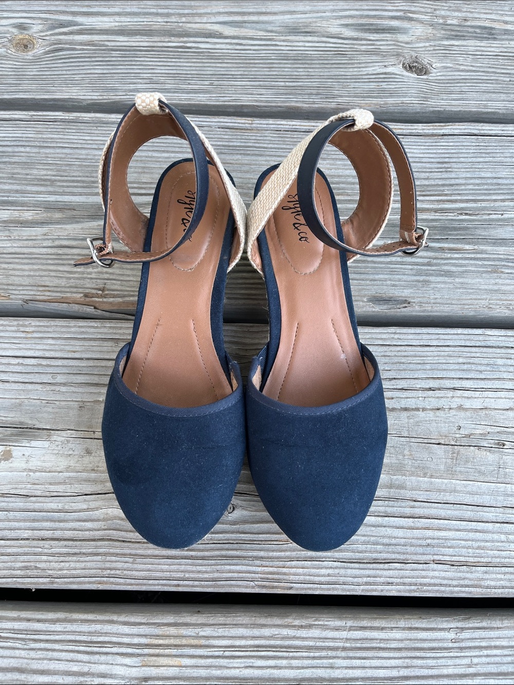 Style & Co. Navy Espadrille Wedge Sandals - Picture 2 of 3